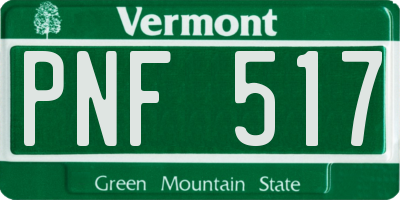 VT license plate PNF517