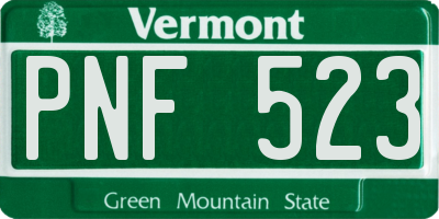 VT license plate PNF523