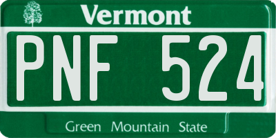 VT license plate PNF524