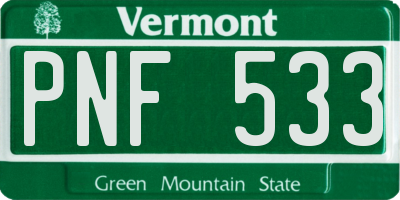 VT license plate PNF533