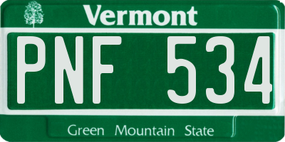 VT license plate PNF534