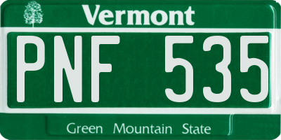 VT license plate PNF535