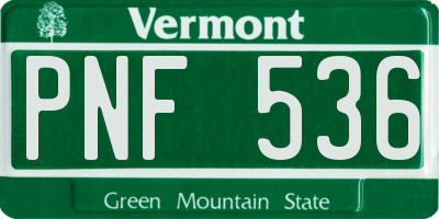 VT license plate PNF536