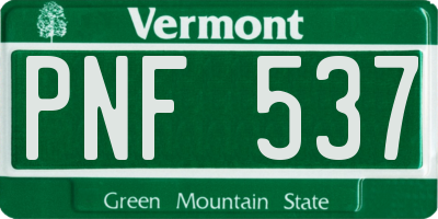 VT license plate PNF537
