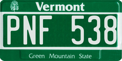 VT license plate PNF538