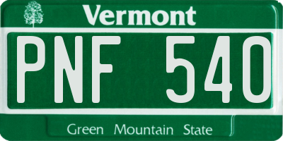 VT license plate PNF540