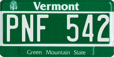 VT license plate PNF542