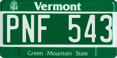 VT license plate PNF543