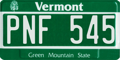 VT license plate PNF545