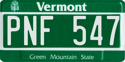 VT license plate PNF547