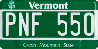 VT license plate PNF550