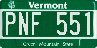 VT license plate PNF551