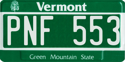 VT license plate PNF553