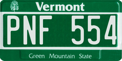 VT license plate PNF554