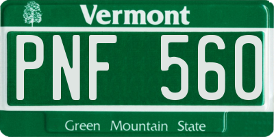 VT license plate PNF560