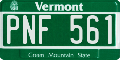 VT license plate PNF561