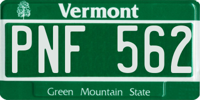 VT license plate PNF562