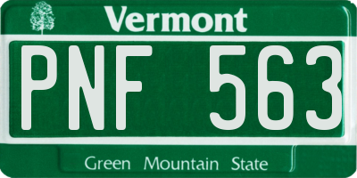 VT license plate PNF563