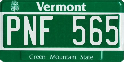 VT license plate PNF565