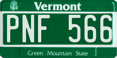 VT license plate PNF566