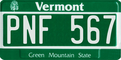 VT license plate PNF567