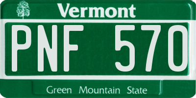 VT license plate PNF570