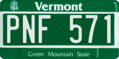 VT license plate PNF571