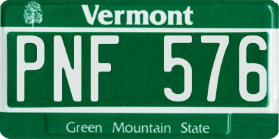 VT license plate PNF576