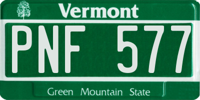 VT license plate PNF577