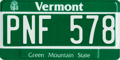 VT license plate PNF578