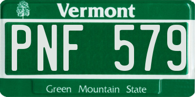 VT license plate PNF579