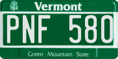 VT license plate PNF580