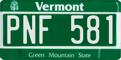 VT license plate PNF581