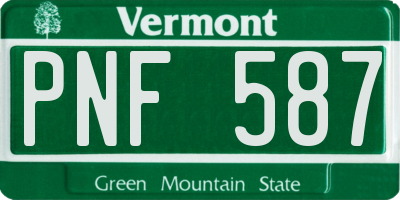 VT license plate PNF587