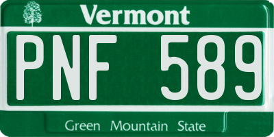 VT license plate PNF589