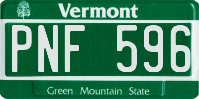 VT license plate PNF596