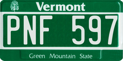 VT license plate PNF597