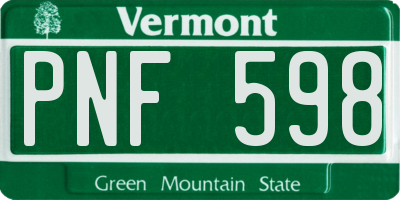 VT license plate PNF598