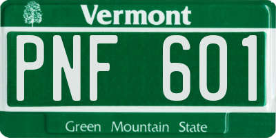 VT license plate PNF601