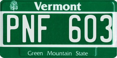 VT license plate PNF603