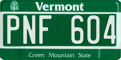 VT license plate PNF604