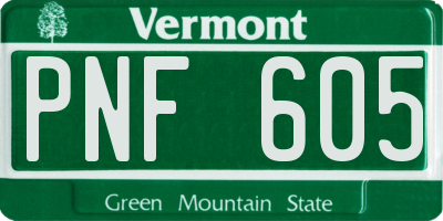 VT license plate PNF605