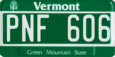 VT license plate PNF606