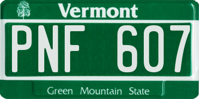 VT license plate PNF607