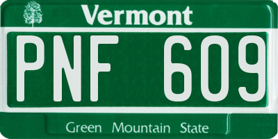 VT license plate PNF609