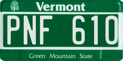 VT license plate PNF610