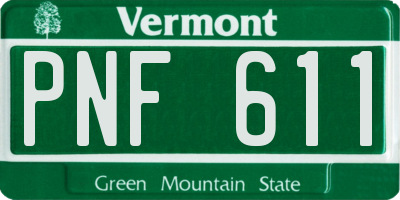 VT license plate PNF611