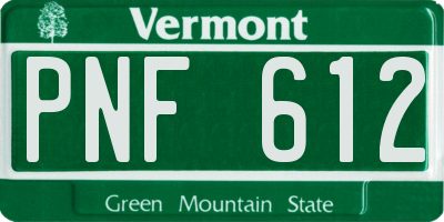VT license plate PNF612