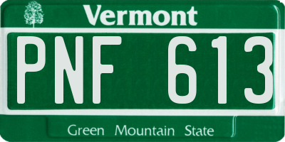 VT license plate PNF613