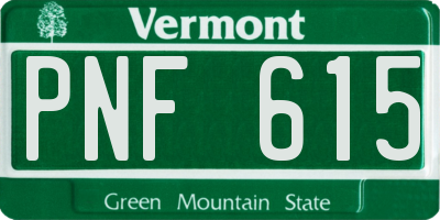 VT license plate PNF615